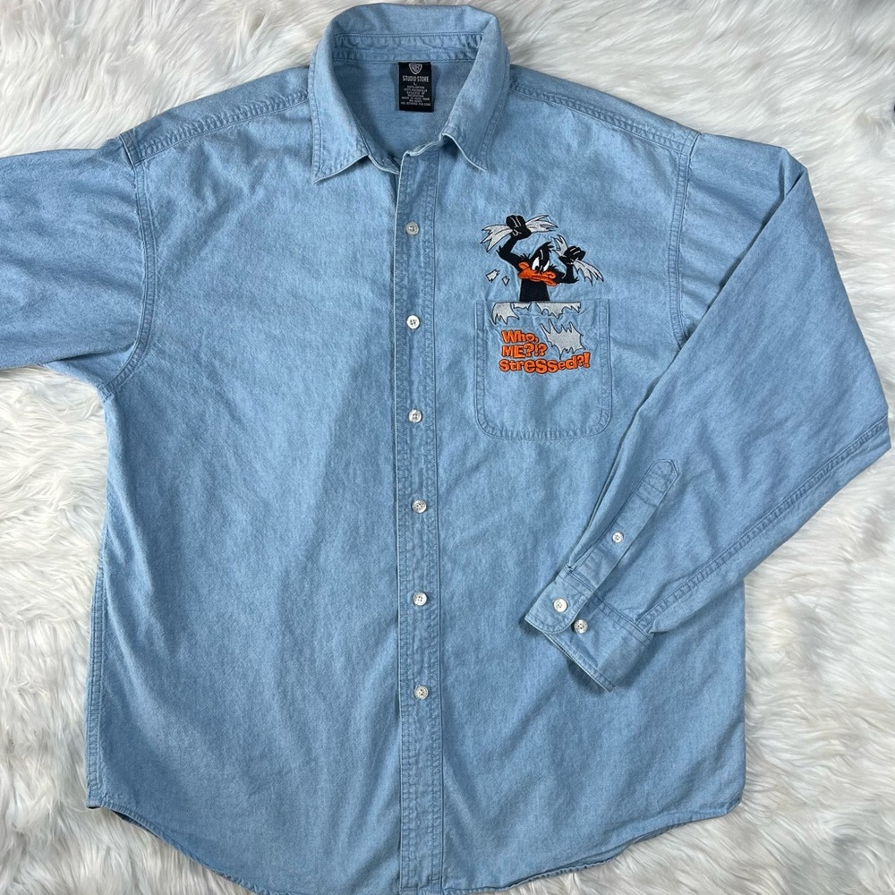 Vintage Warner Bros. Daffy Duck Button‎ Down Shirt